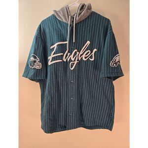 Vintage NFL Philadelphia Eagles Short Sleeve Hooded Shirt Size XL Baseball